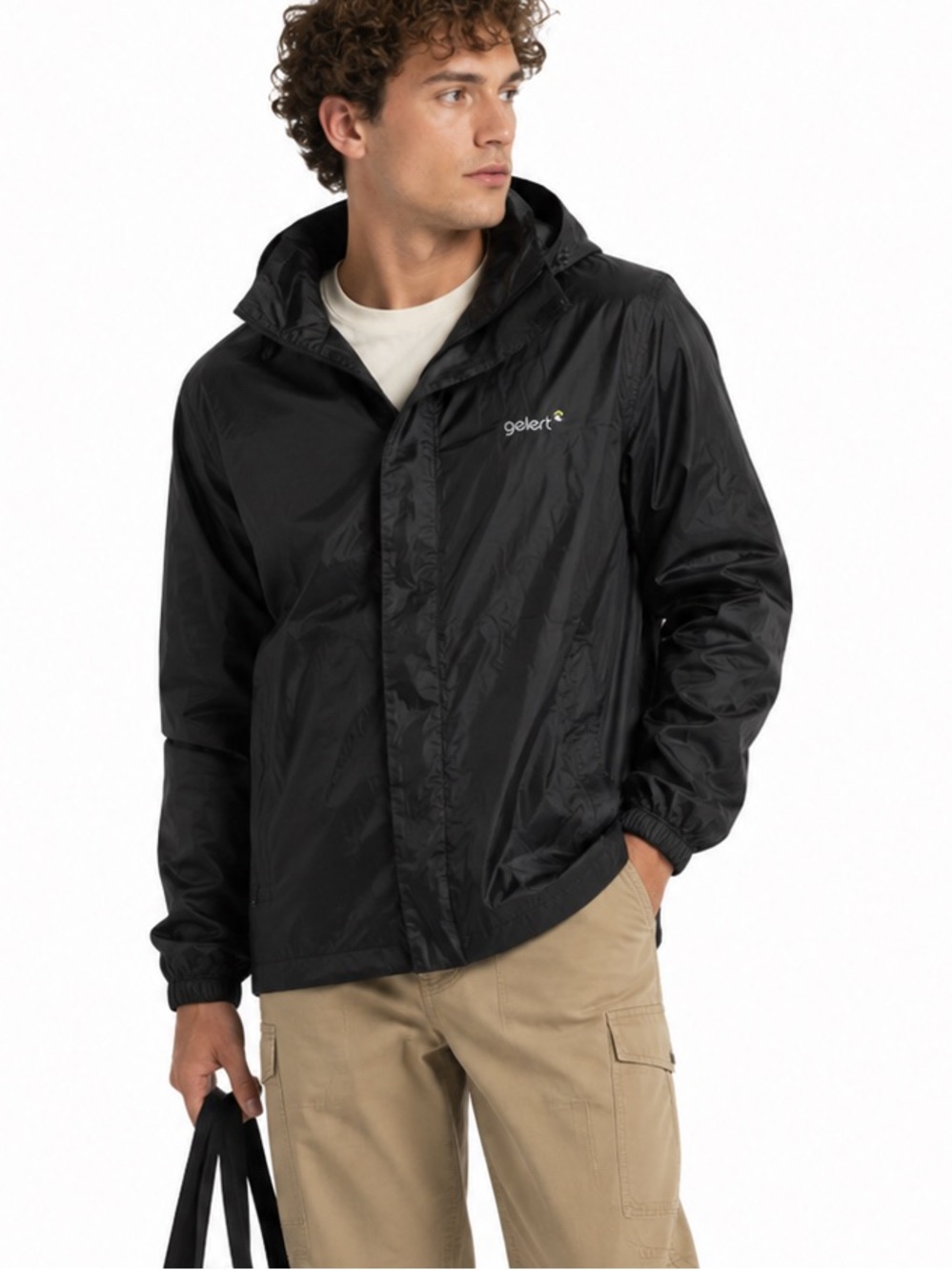 Gelert Black Hooded Lightweight Packable Waterproof Jacket Size Small